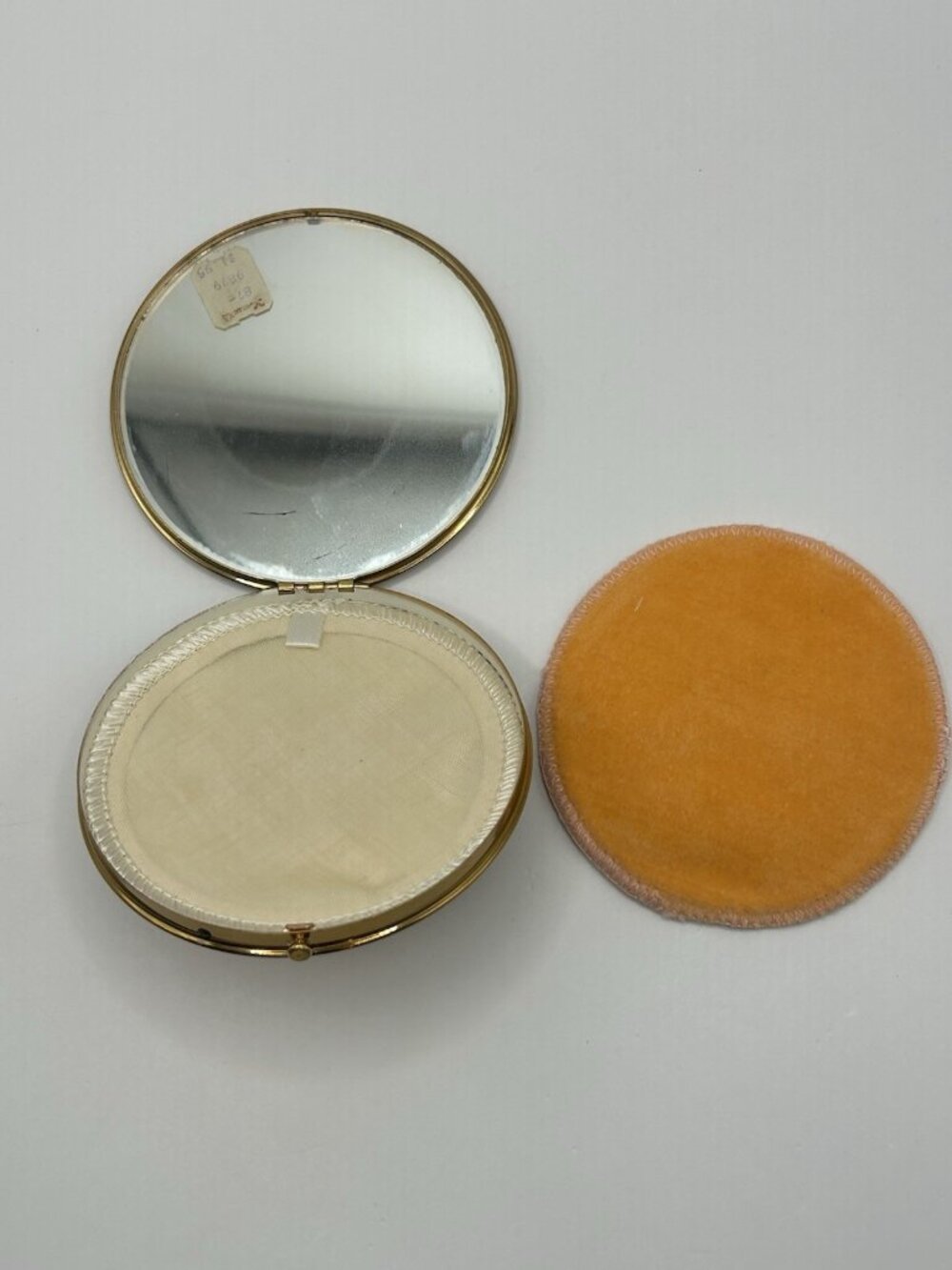 Vintage Powder Compact Rex Fifth Avenue Blue Enamel Gold 1940s Puff Flapjack - Picture 6 of 13